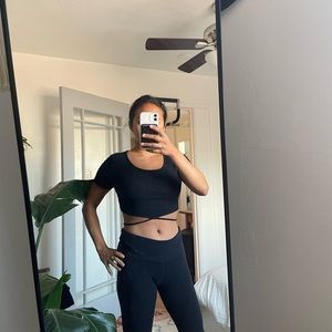 Black tie back cropped tee